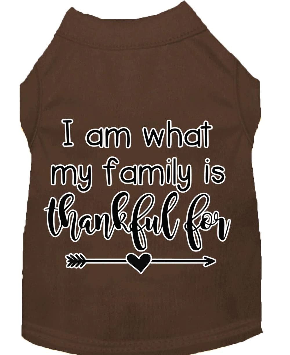 Pet Dog & Cat Shirt Screen Printed, "I Am What My Family Is Thankful For" Red 3XL (25-35 lbs.)