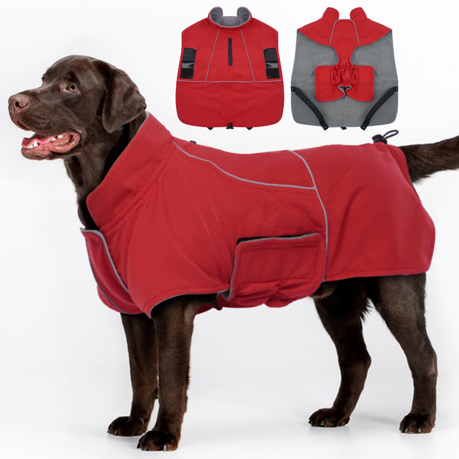 Migohi Xxl Waterproof Dog Jacket - Winter Coat For Boys & Girls, Golden Retriever, Weimaraner, Red