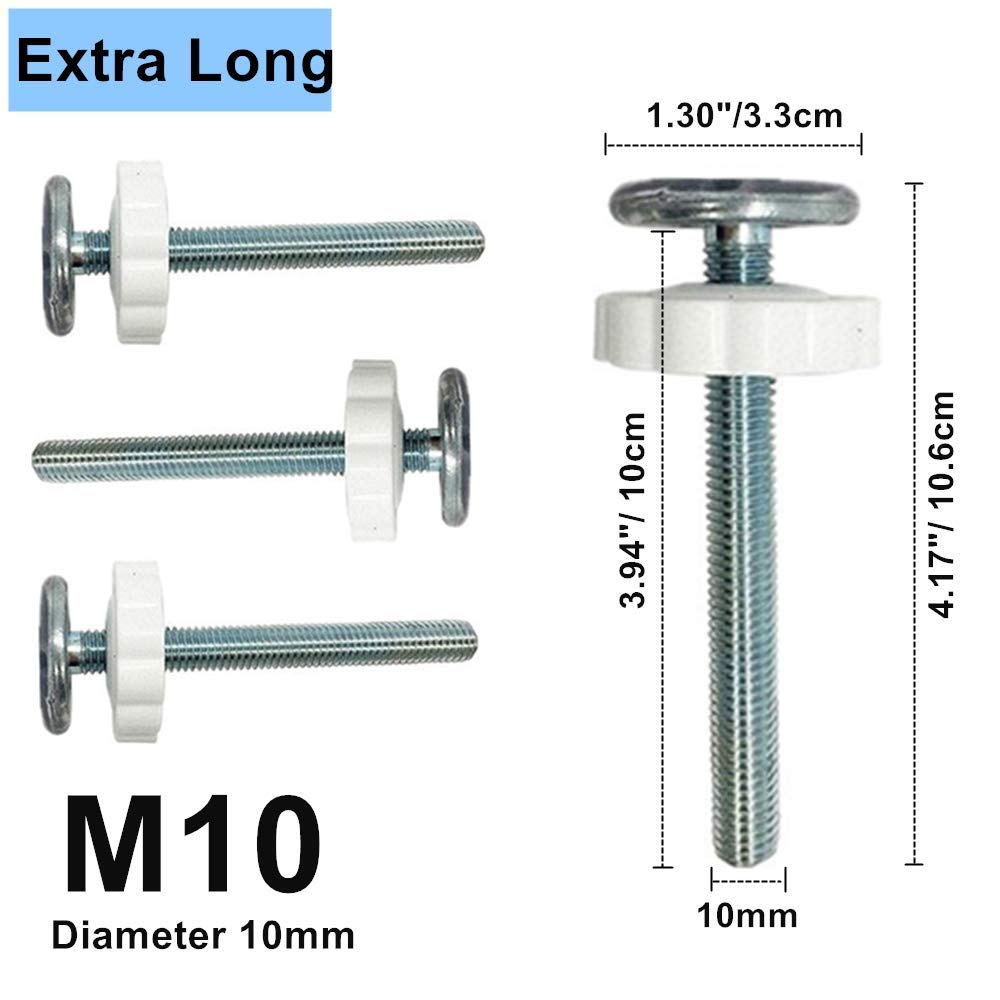 4 Pack M10 Extra Long Pressure Gates Threaded Spindle Rods,10mm Baby Kids Pet Dog Gates Accessory Screw Bolts Kit Fit for All Pr