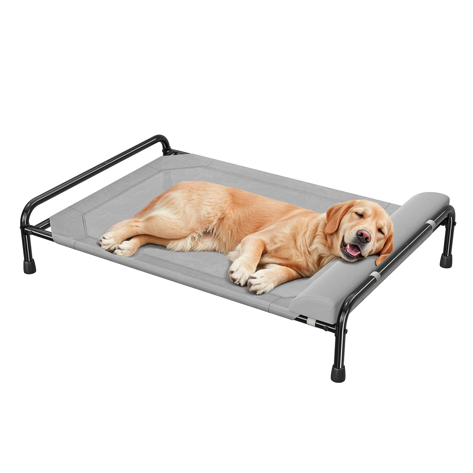 Simple Trending Elevated Dog Bed for Large Dogs, Cooling Raised Pet Cot with Bolster, Breathable Outdoor Couch Bed, 44.5 x 31, G