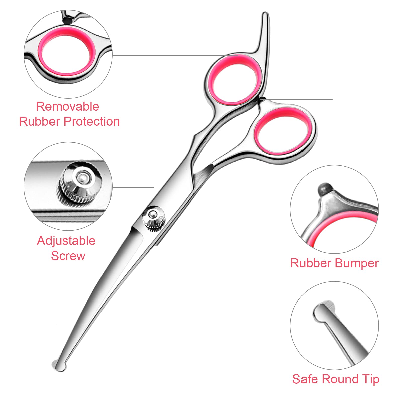 Faigeo Professional Dog Grooming Scissors Kit, Titanium Coated Dog Scissors For Grooming, Grooming Shears Kit For Dogs Cat At Ho