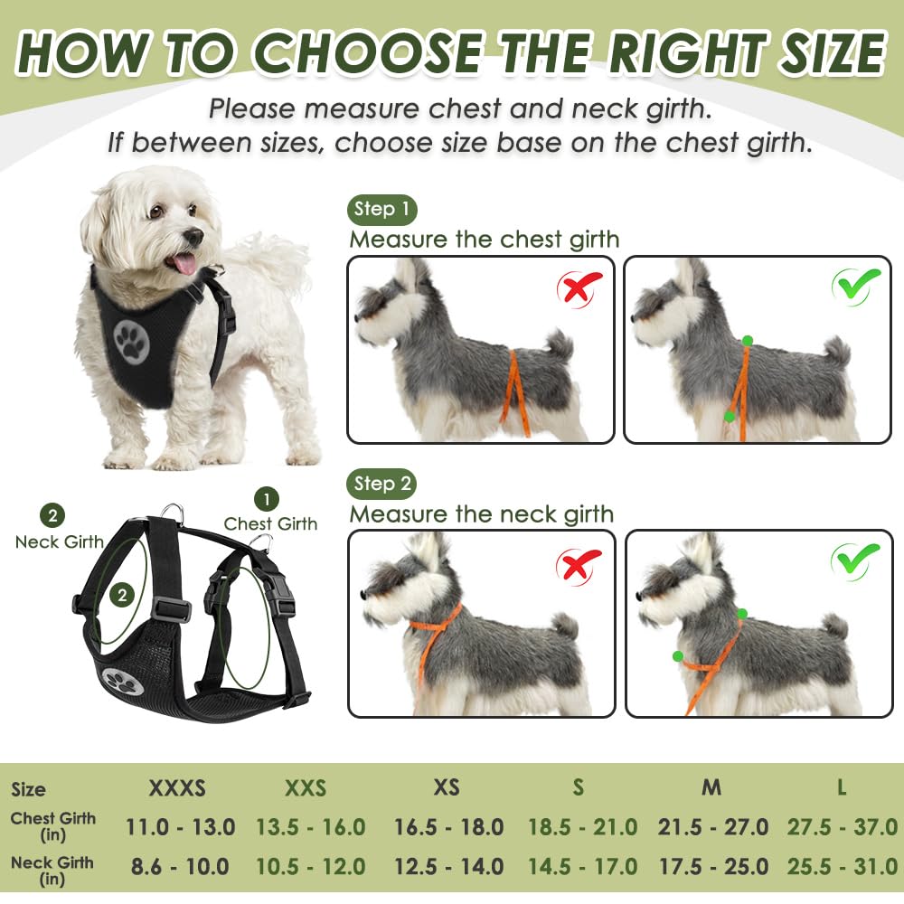 Slowton Dog Car Harness Seatbelt Set, Dog Vest Harness Adjustable Mesh Breathable & Vehicle Safety Seat Belt Tether With Elastic Bungee For Small Medium Large Pets(Pi,Xxxs)