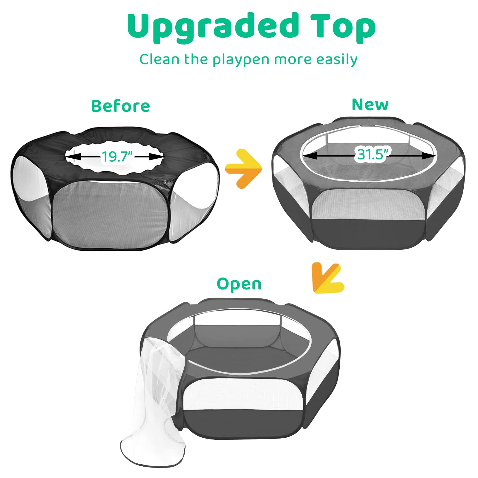 Amakunft Guinea Pig Playpen With Cover, Hamster Playpen With Top, Rabbit Pop Up Playpen With Roof, Small Animal Play Pen Indoor,