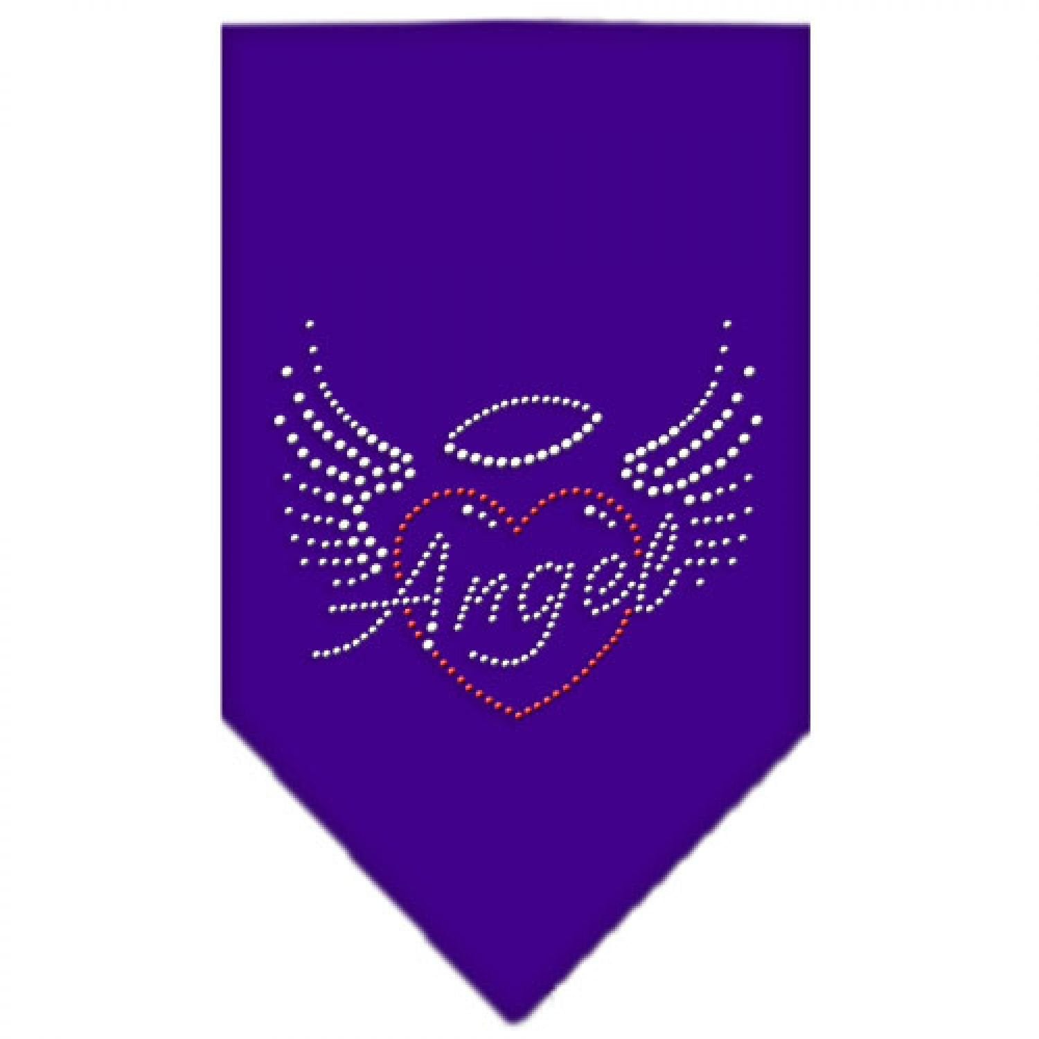 Mirage Pet Products Angel Heart Rhinestone Bandana Purple, Large
