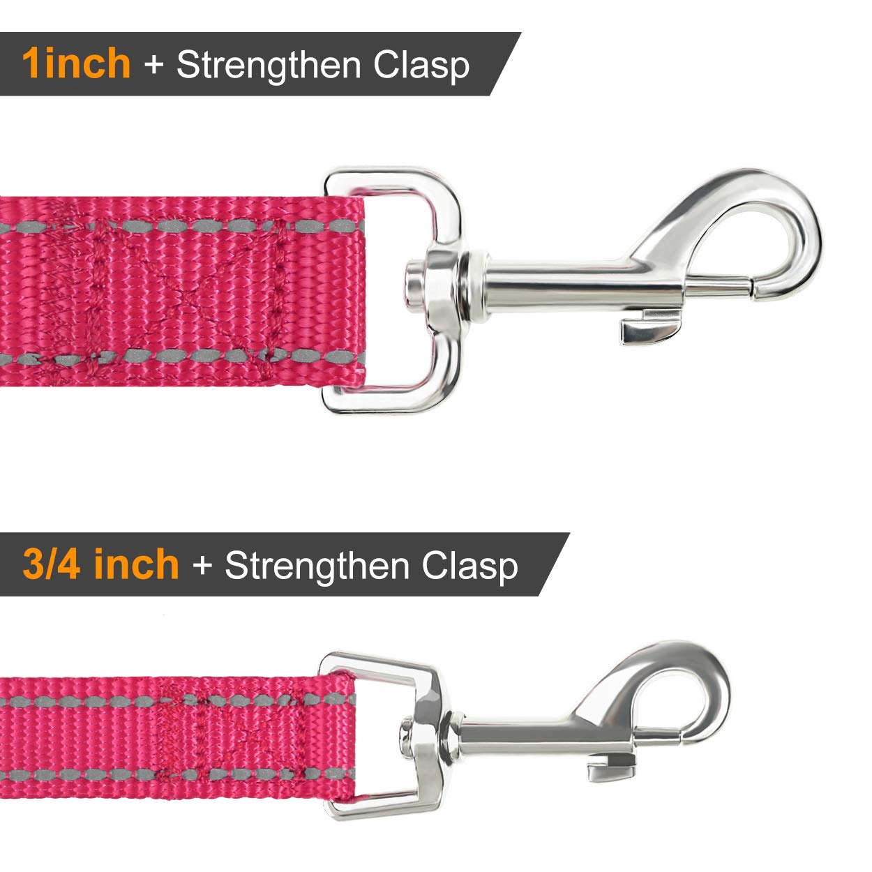 Joytale Double-Sided Reflective Dog Leash, Padded Handle, Nylon, 5 FT, Hotpink