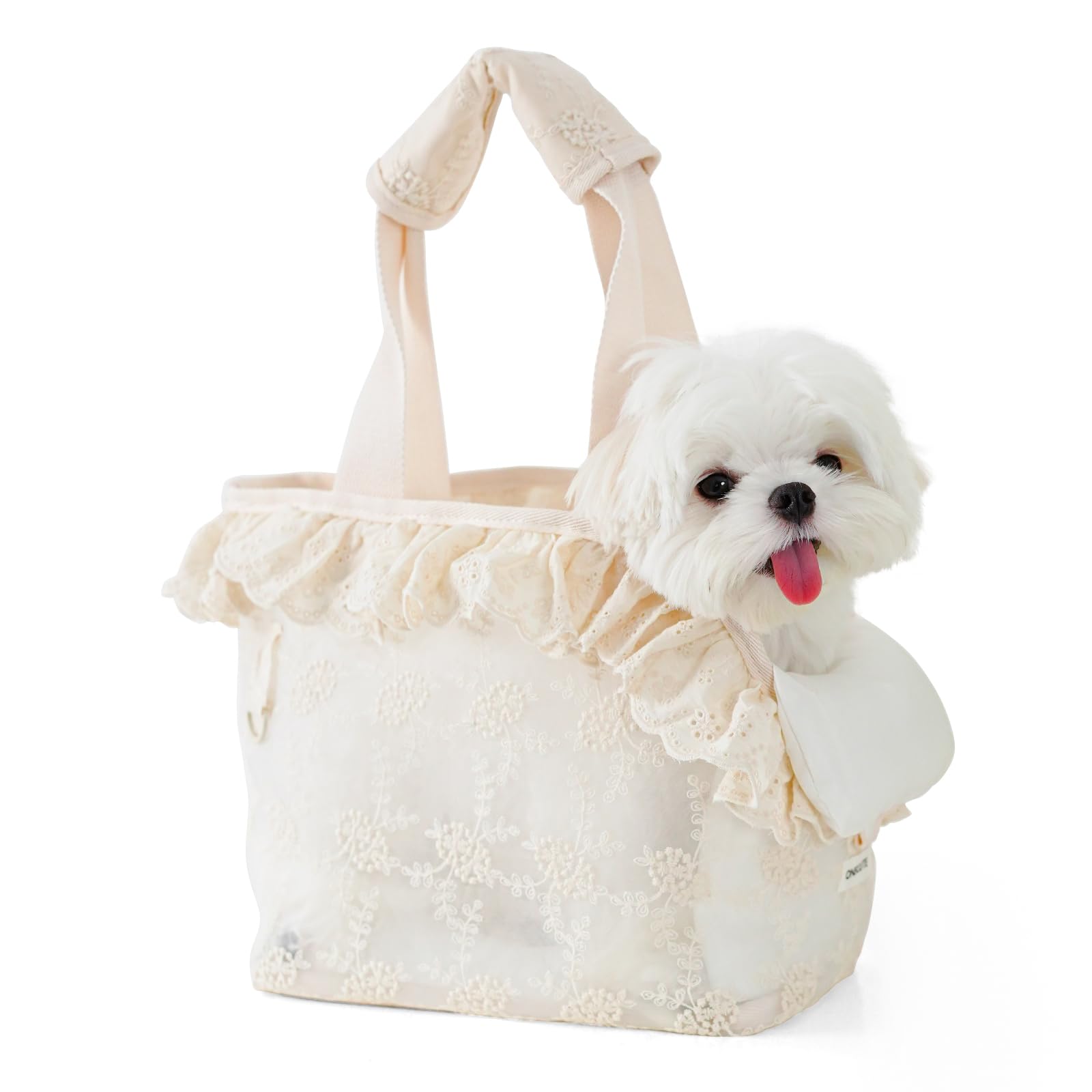 Dog Carrier For Small Dogs Rabbit Cat With Lace Design, Cotton Bag, Dog Carrier Soft Sided, Collapsible Travel Puppy Carrier (Be