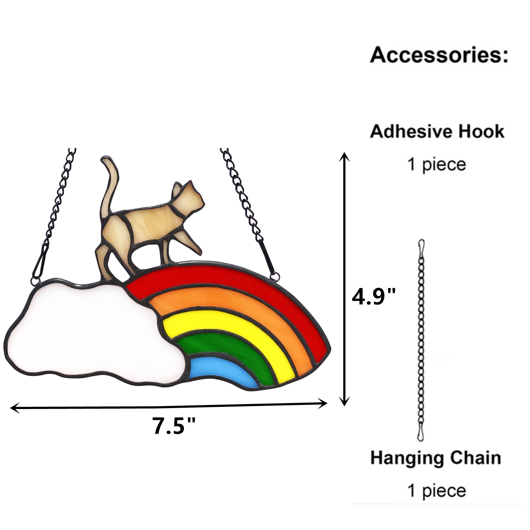 Lcensp Orange Cat Decor Gifts For Cat Lovers, Stained Glass Window Hangings Cat Suncatcher For Window, Pet Cat Memorial Gifts Fo