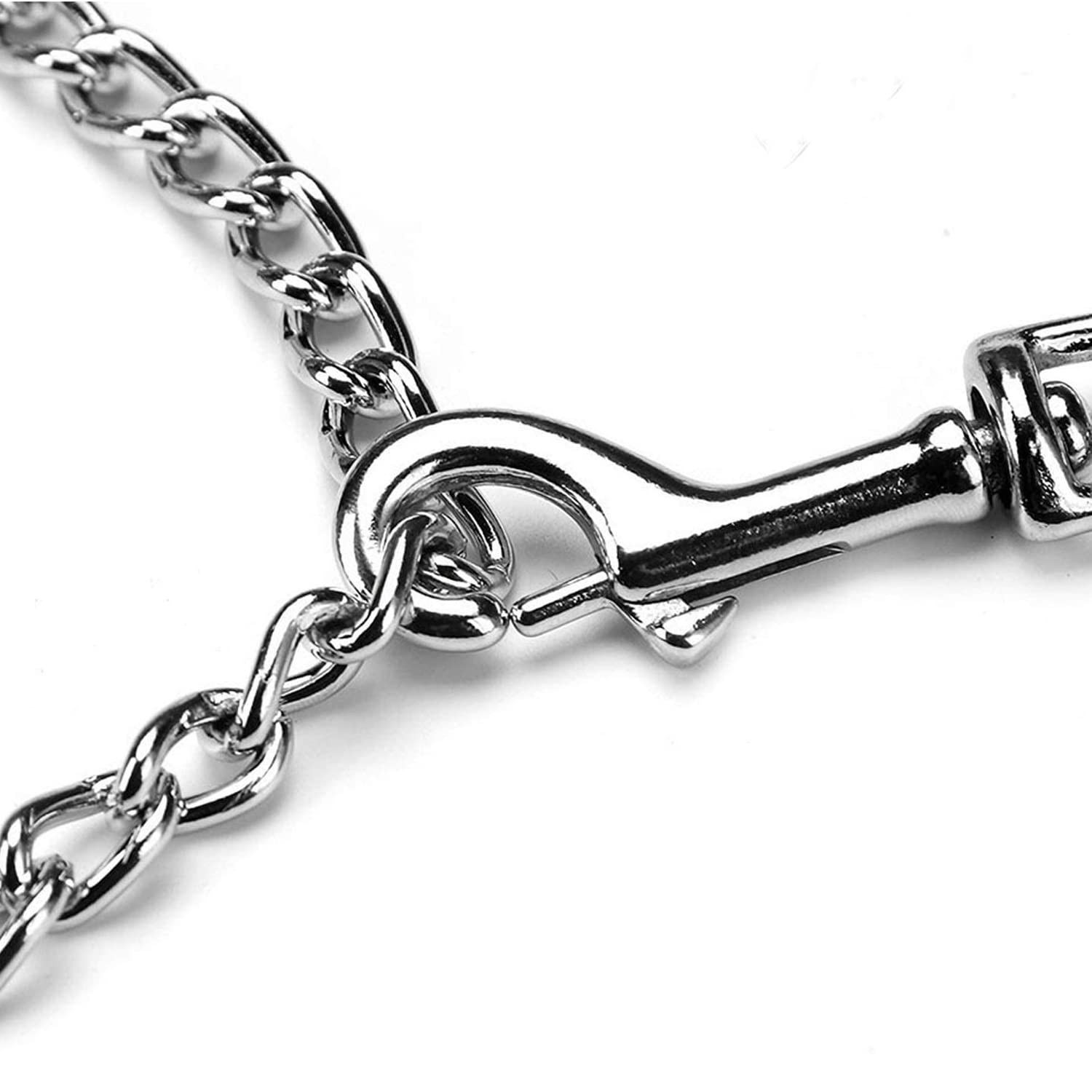 Petiry Chew Proof Metal Chain Leash,Nylon Handle With Soft Neoprene Padding And Reflective Stripe For Medium Dogs.(M, Black Hand