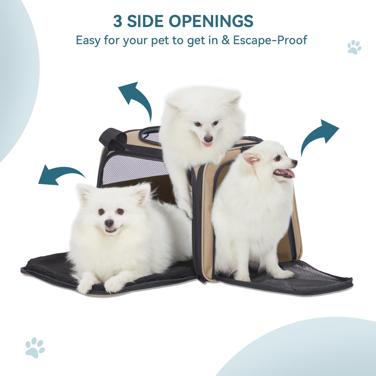 Petsfit Dog Carrier Cat Carriers For Puppies, Medium Cats Up To 25Lbs, Travel Soft Sided Pet Carrier (Large, Khaki)