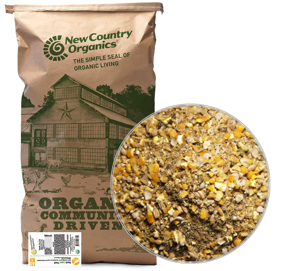 New Country Organics Duck Layer Feed - Adult & Laying Duck Food - Soy-Free, 17% Protein - Certified Organic & Non-GMO - 40 lbs