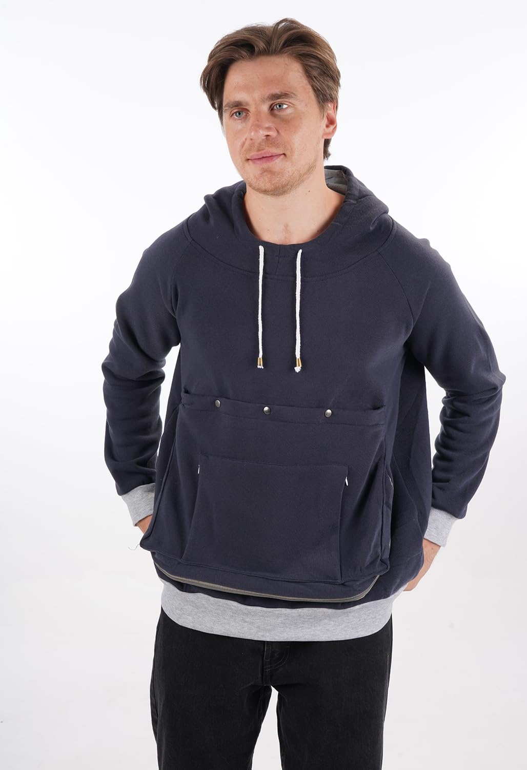 Kei Tomlison Pet Cat Dog Pouch Hoodie Small Animal Carrier - Kitten Puppy Pouch Sweatshirt Holder Fleece Unisex Hoodies Navy