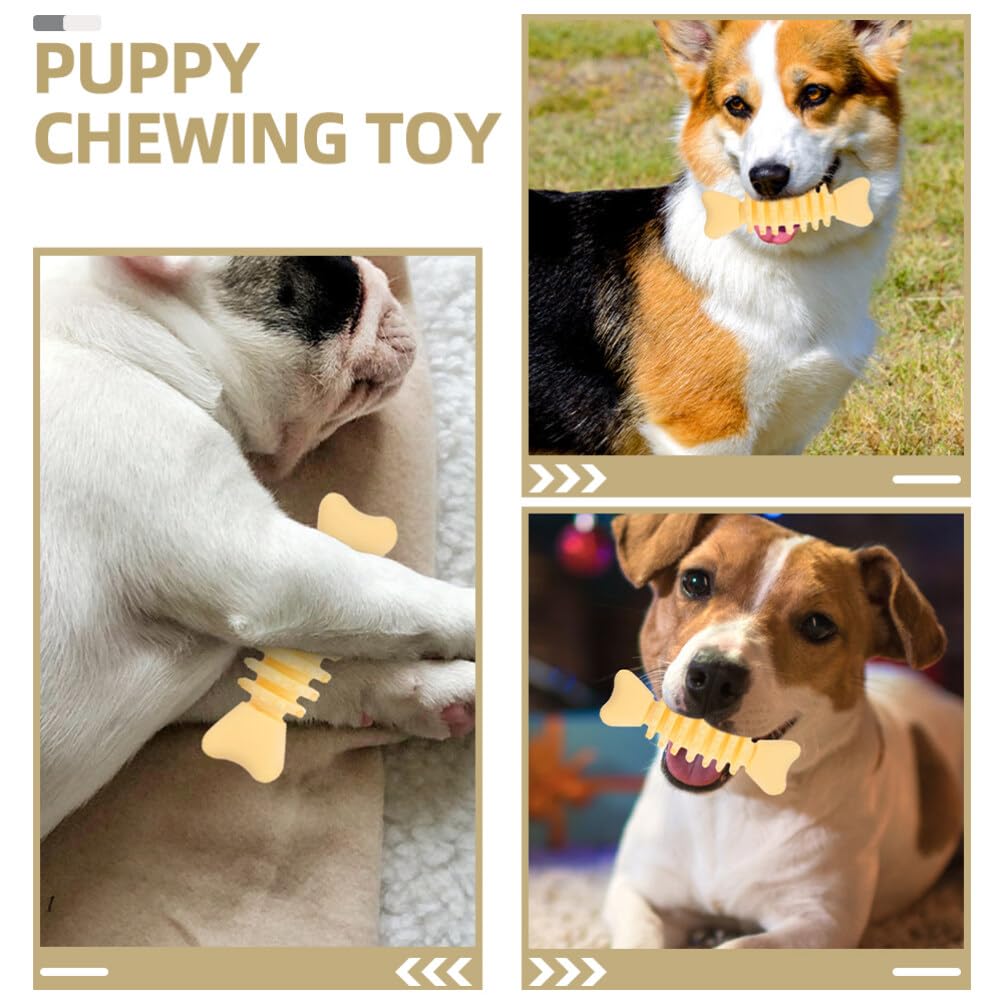 Milisten Durable Interactive Dog Toys Milk Flavor Dog Chewing Toys Fish Bones Shaped For Large Medium Small Agressive Puppies-2P