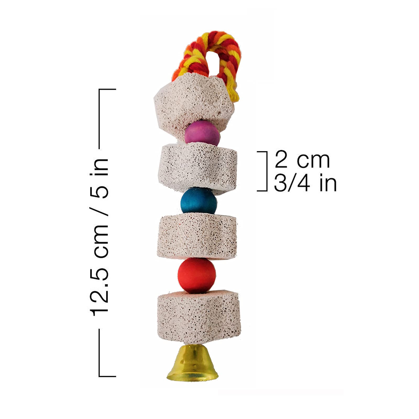 Ismeally 2Pcs Pet Bird Chew Toy Lava Stone Parrot Chewing Toy Beak Trimmer Calcium Stone With Bell For Hamster Chinchilla Rabbit