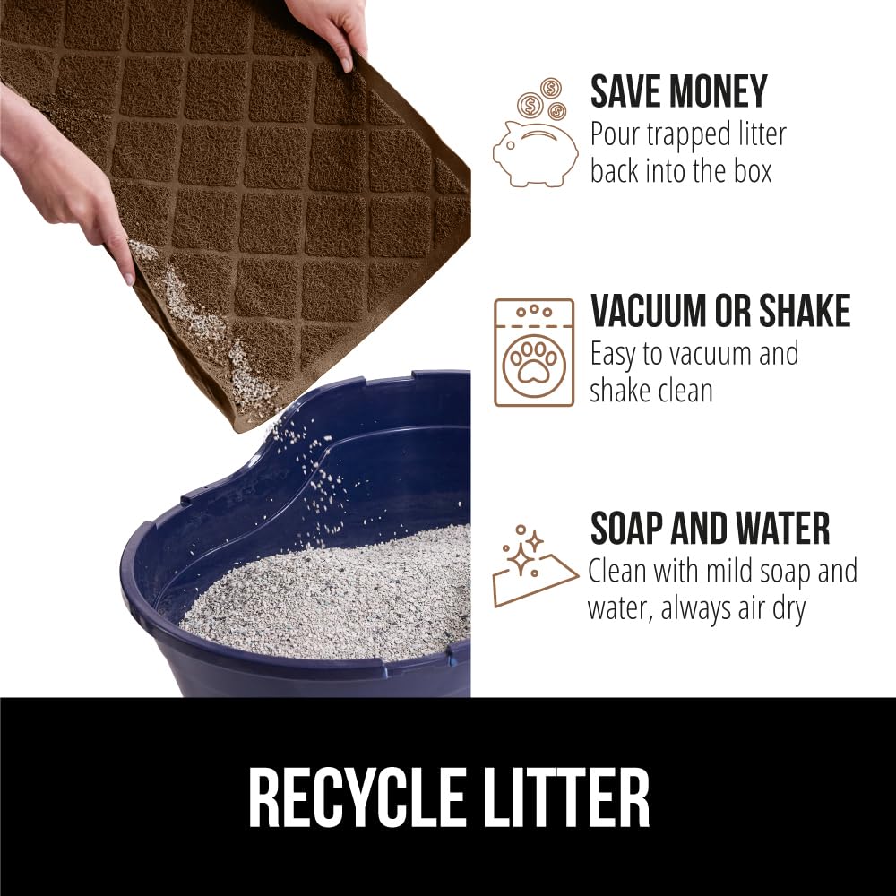 The Original Gorilla Grip Water Resistant Cat Litter Box Trapping Mat, Easy Clean, Textured Backing, Traps Mess For Cleaner Floo