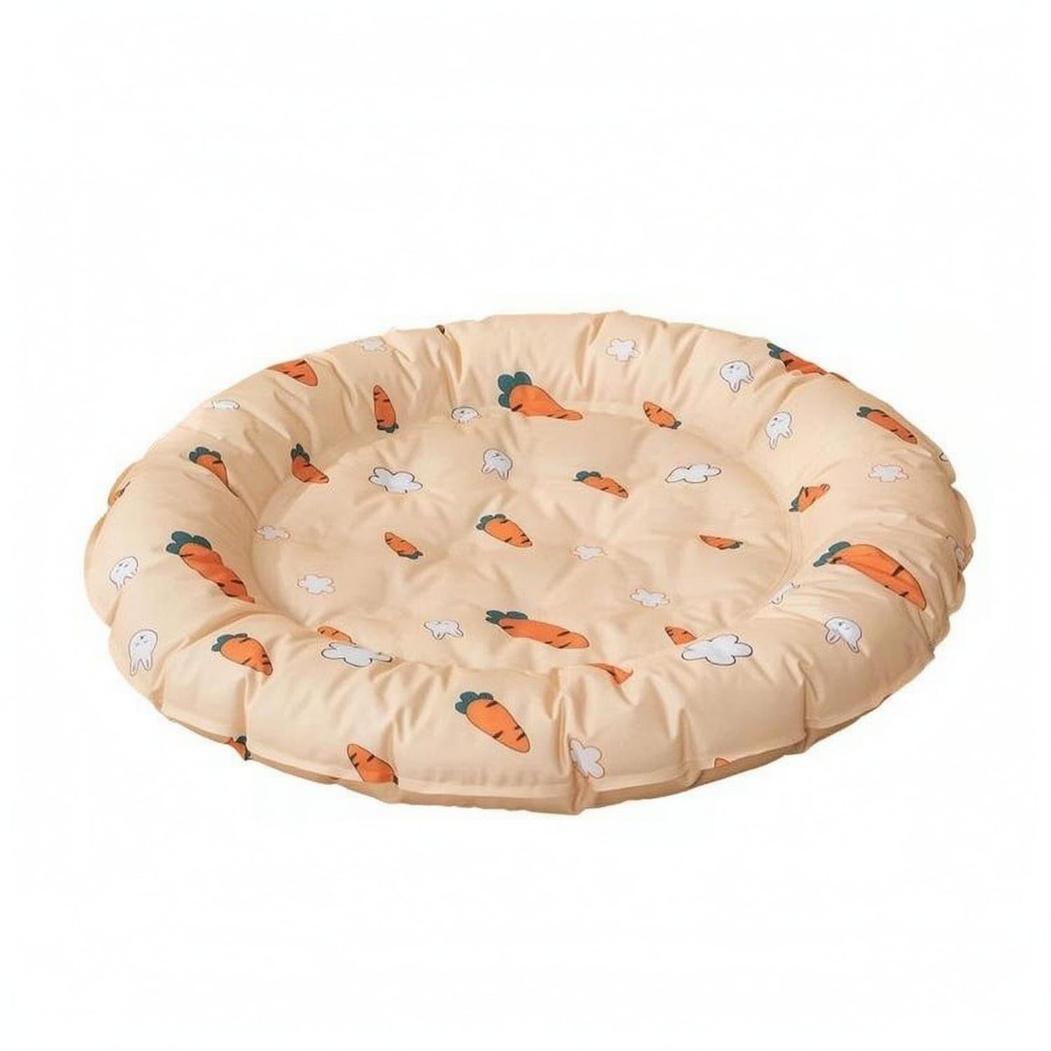Padded Pet Cooling Mat Round Summer Pet Bed Mat Textile Cover Printed Patterns for Warm Weather, Orange, L