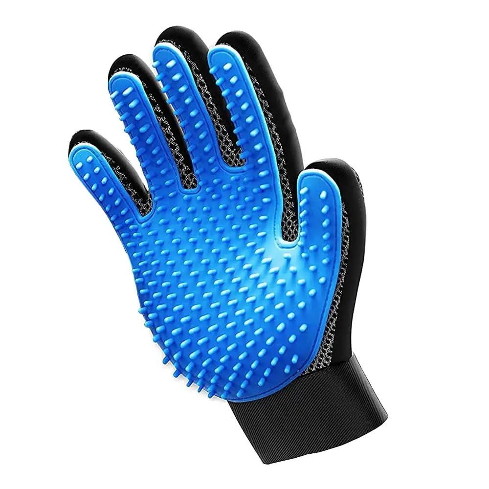 Frackson Blue 1 Pcs Only Right Hand Gloves Pet Grooming Glove & Gentle Deshedding Brush || Efficient Pet Hair Remover Mitt For D
