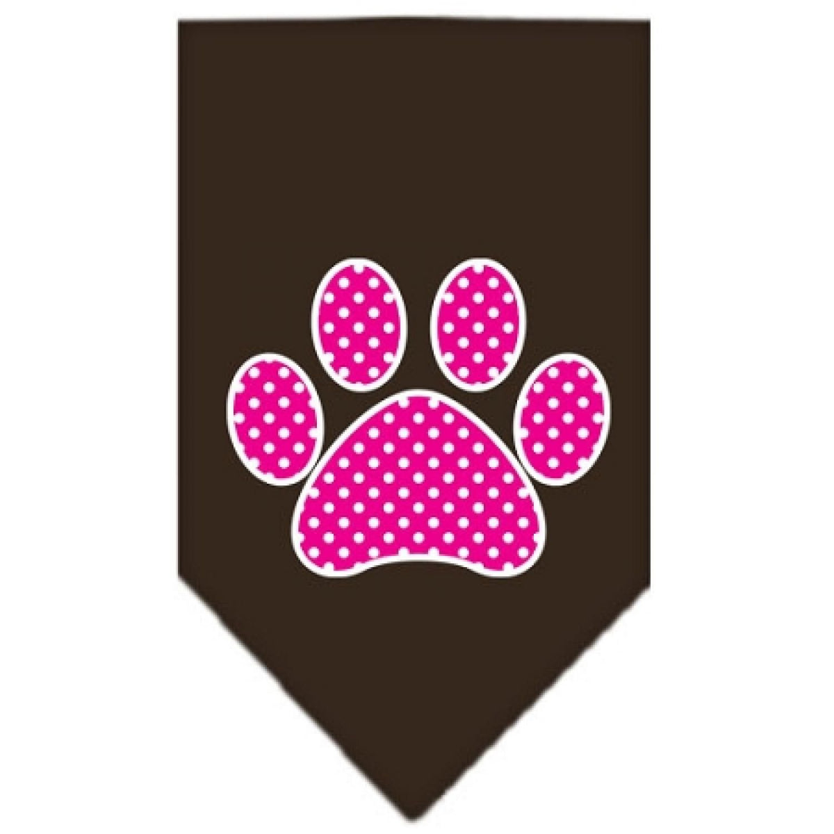 Pet and Dog Bandana Screen Printed, &quot;Pink Swiss Dot Paw&quot; Cocoa Large