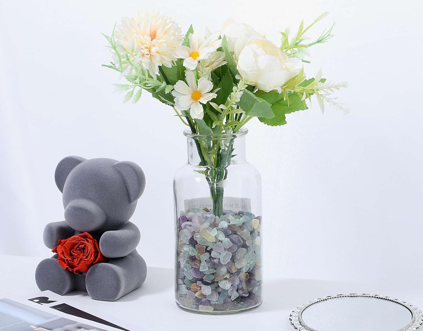 1lb Fluorite Crystal Aquarium Gravel Polished Tumbled Stones Irregular Shaped Crystal Chips Bulk Natural Gemstone Rocks Vase Fil