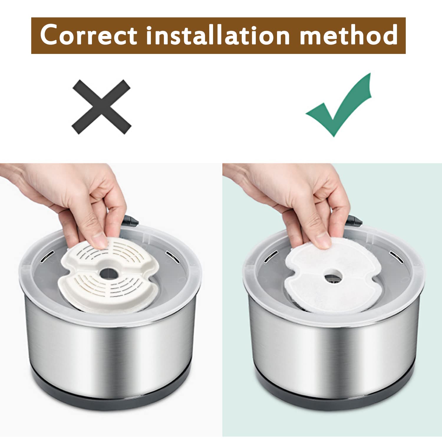 Cat Water Fountain Filter, Multiple Filtration Pet Water Fountain Replacement Filter,8 Or 12 Packs Of Cotton Activated Carbon Cat Fountain Filter(Filter 8 Pack)