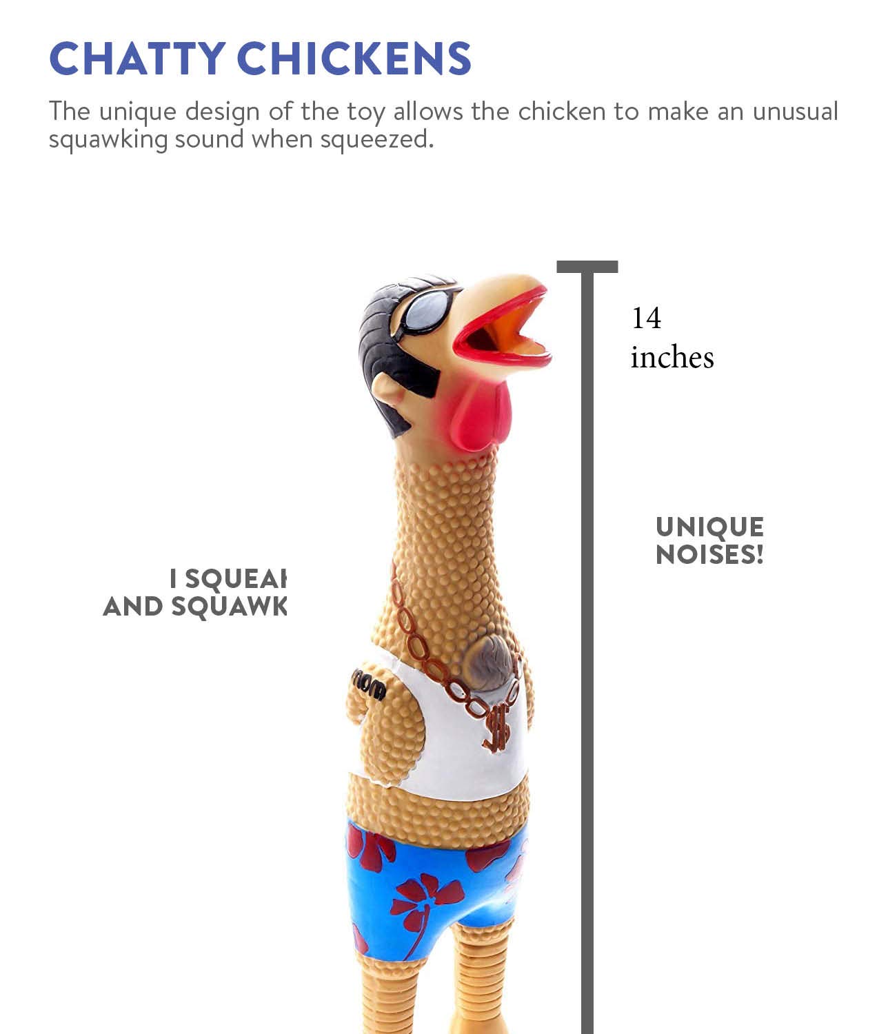 Outward Hound Squawkers Earl Latex Rubber Chicken Interactive Dog Toy, Large