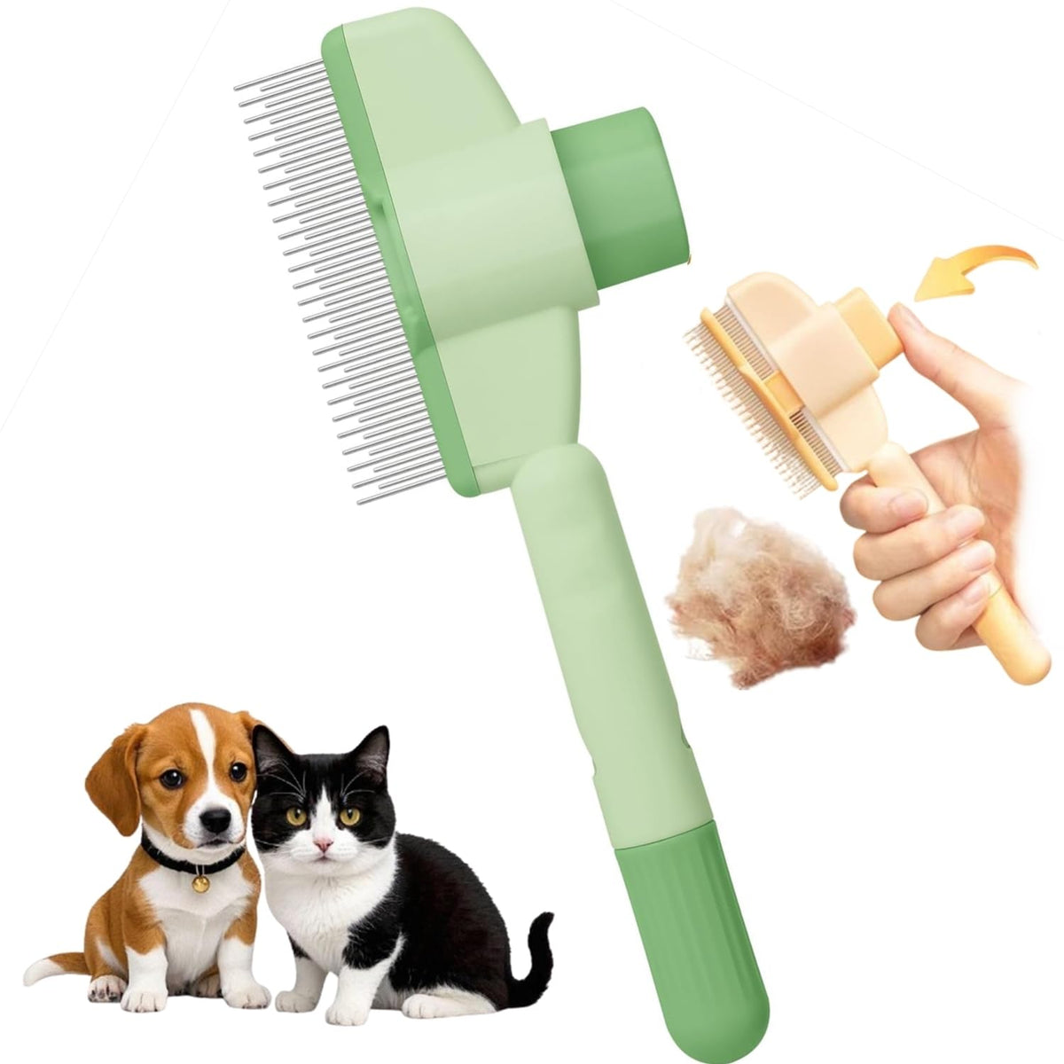 Pet Flea Comb - 2025 Upgrade Hair Removal Comb For Short And Long Hair, Cat Brushes For Indoor Cats And Dogs With Release Button