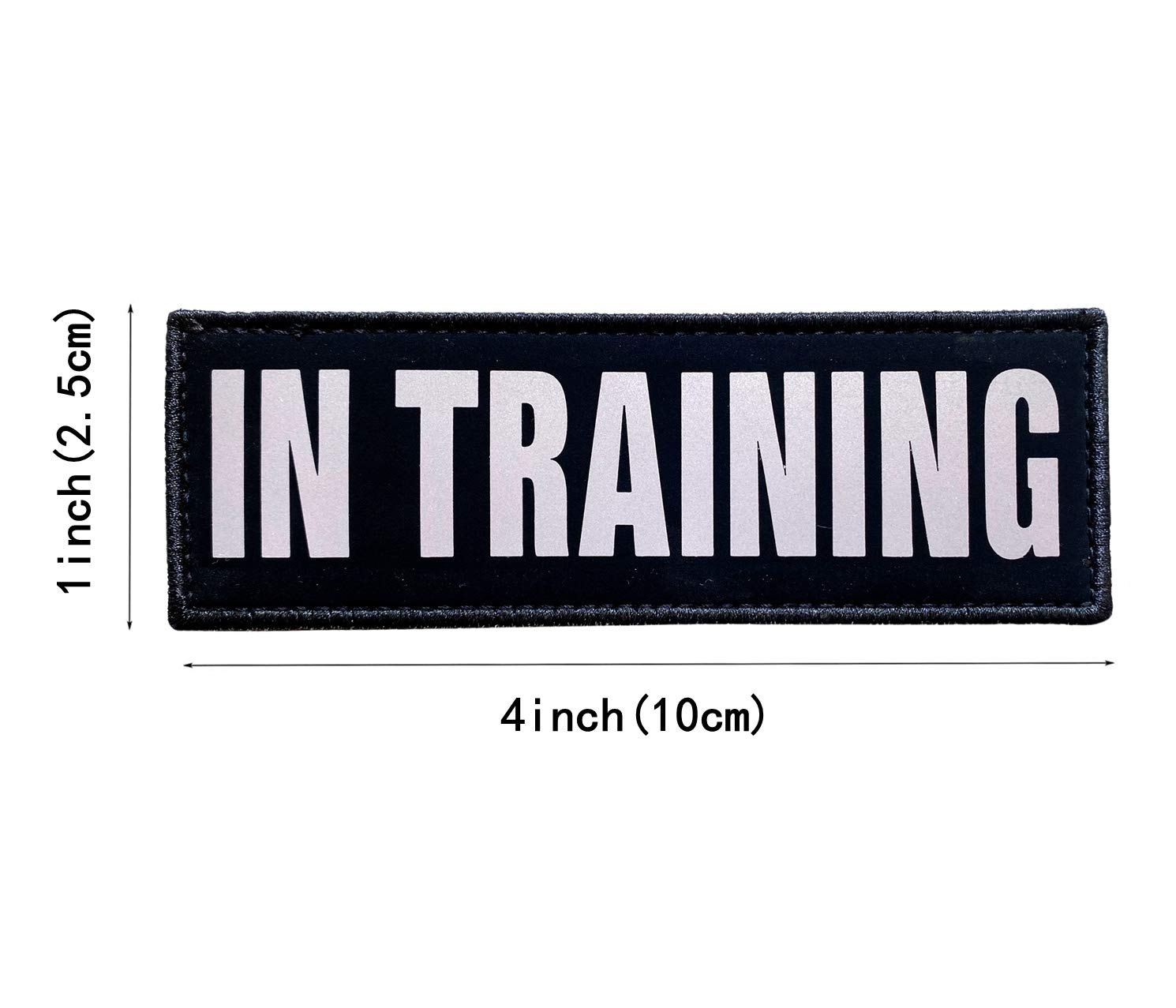 Jujupups Black Reflective Dog Patches 2 Pack Service Dog ,In Training, Do Not Pet, Tags With Hook And Loop Patches For Vests And Harnesses (In Training, 4X1 Inch)