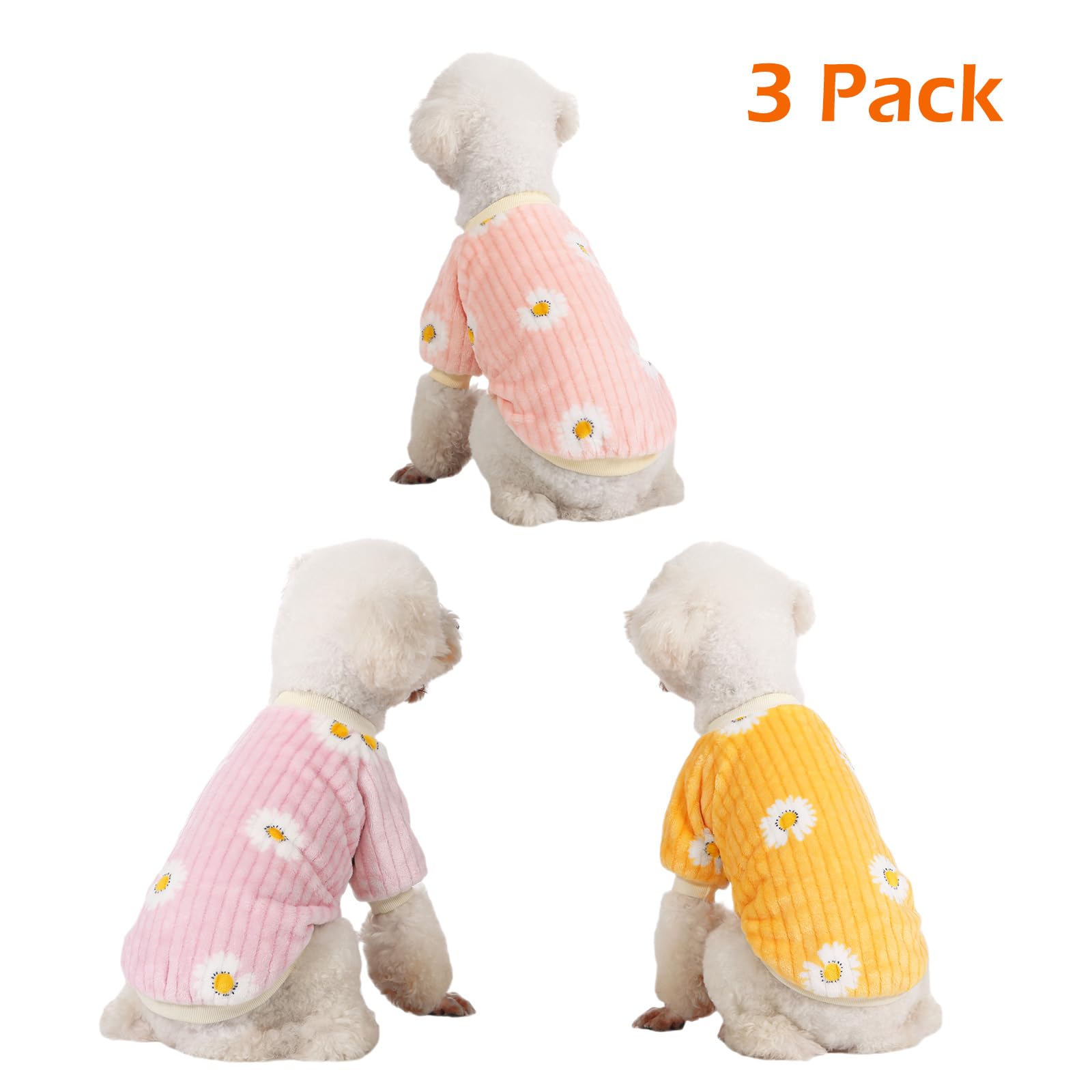 Kyaringtso Dog Sweater, 3 Pack Dog Sweaters For Small Dogs, Dog Clothes For Small Dogs Girl Boy, Ultra Soft And Warm Puppy Sweater Dog Coat For Winter Christmas (Dy Pink+Dy Purple+Dy Yellow, Xx-Large)
