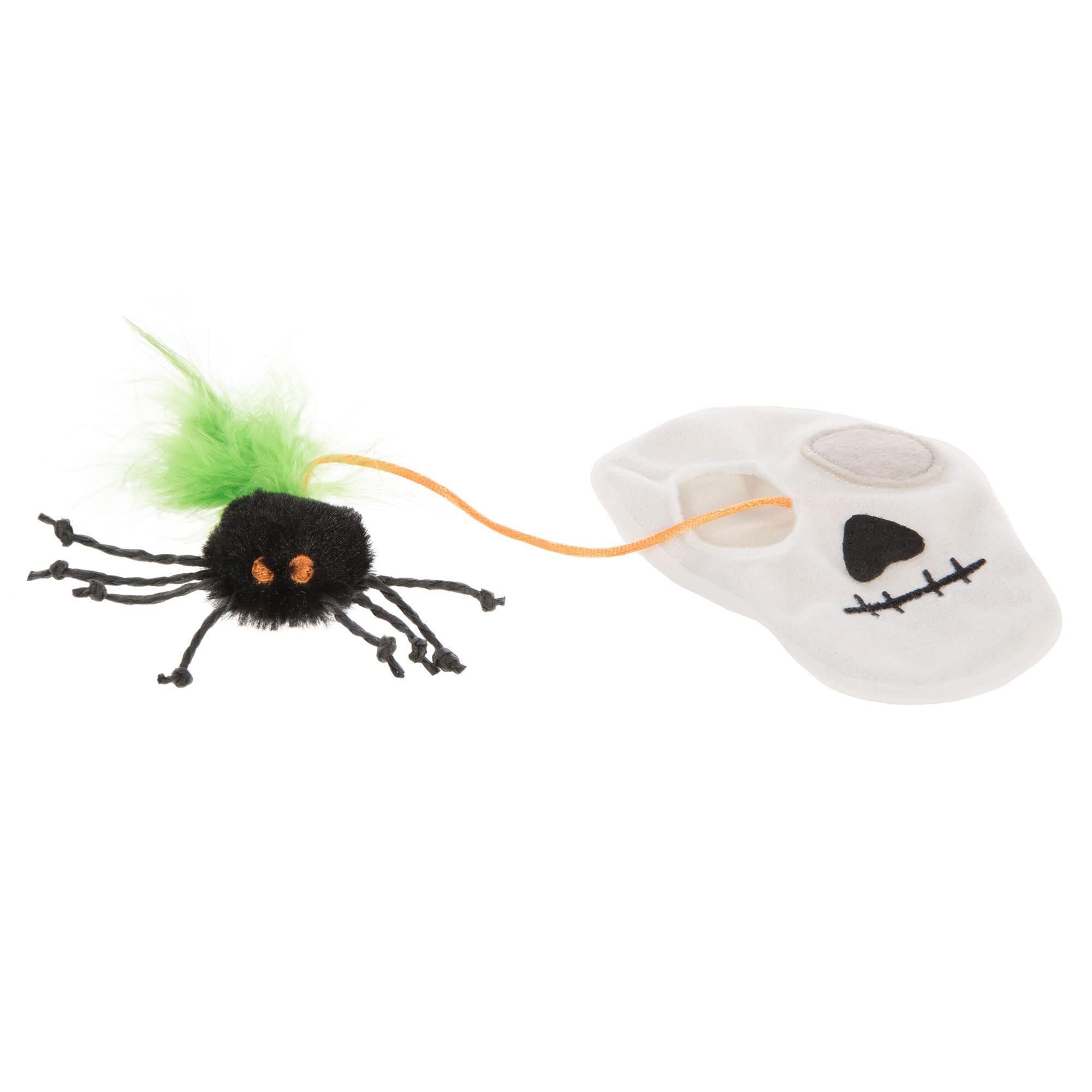 Petlinks Halloween Spider Stash Hide & Seek Plush Cat Toy - Black/White, One Size