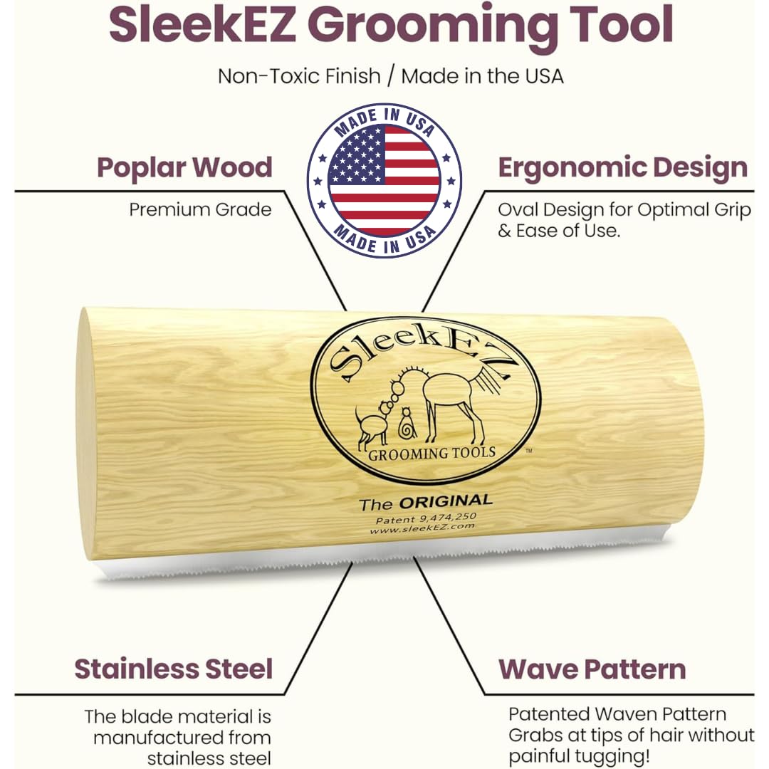 SleekEZ 5 Dog Shedding Brush - Multi-colored Pet Hair Removal Tool for Short Haired Dogs, Grooming Supplies & Deshedding Comb