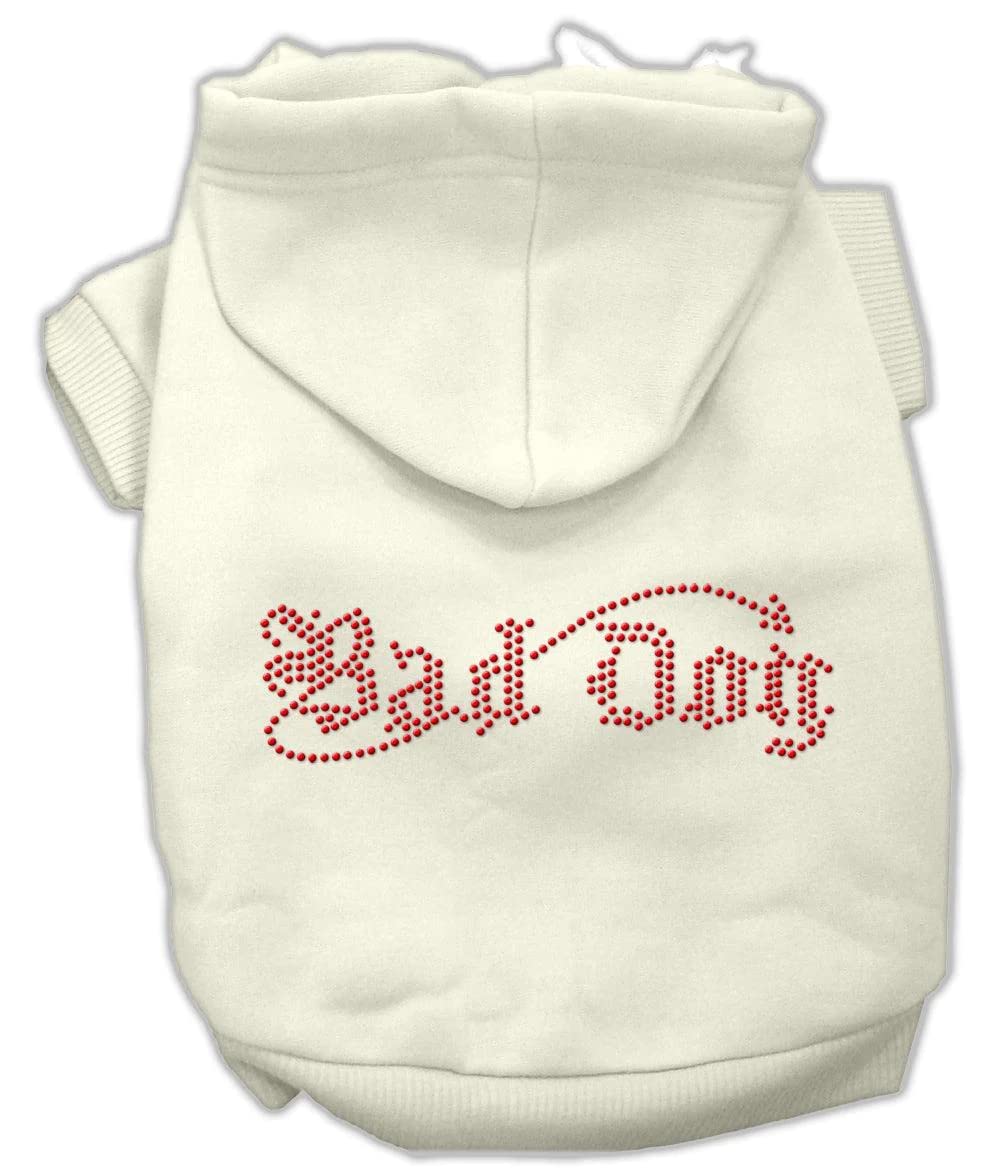 Pet, Dog & Cat Hoodie Rhinestone, &quot;Bad Dog&quot; Cream XS (0-3 lbs.)