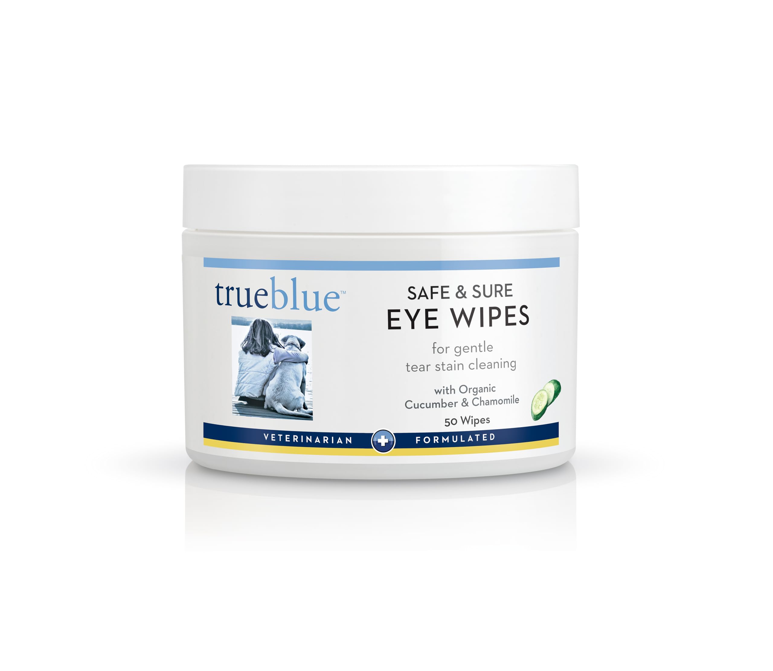 TrueBlue Cucumber & Chamomile Safe and Sure Dog Eye Wipes - Pre-Moistened Textured Pads for Tear Stain Eye Cleaning - Cleansing 