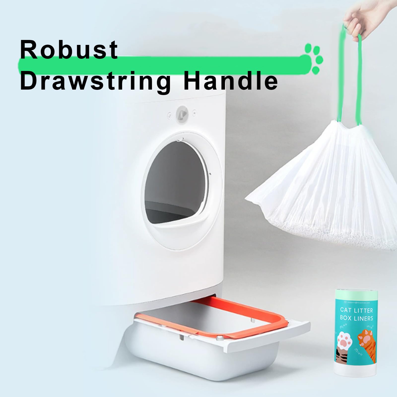 120 Count Self-Cleaning Litter Box Liner Bags For Pura X Max, Pet Waste Replaced Trash Bags With Drawstring For Automatic Cat Li