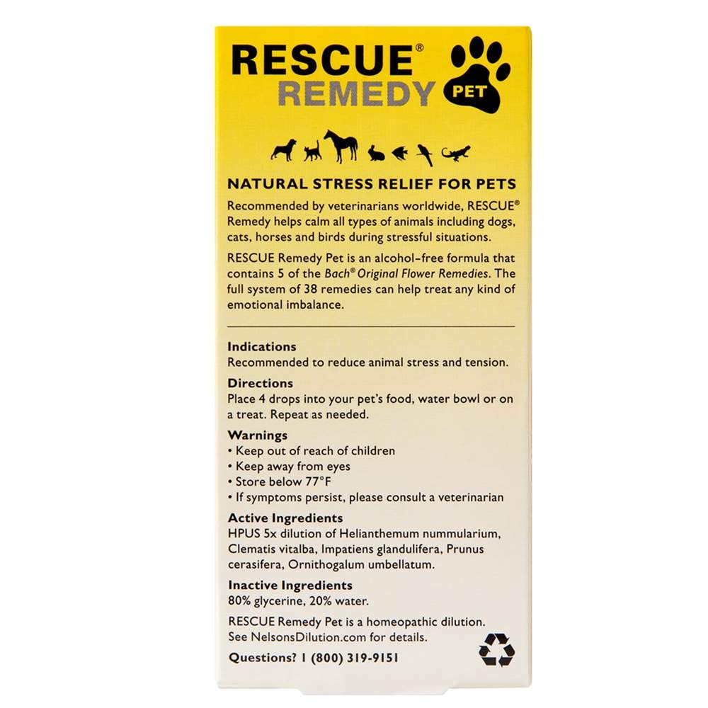 Rescue Remedy Pet Dropper - 20mL, Pack of 2 - Stress & Tension Support for Dogs & Cats with Bach Natural Flower Essences - Sedat