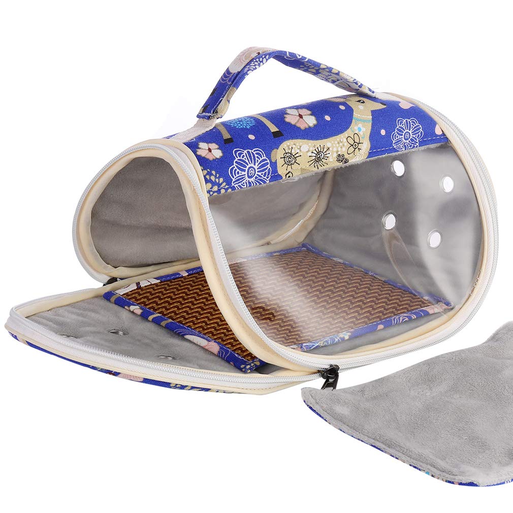Kintor Hamster Carrier Bag Small Animal Portable Breathable Outgoing Bag For Guinea Pig Hedgehog Squirrel Chinchilla Mice Rats Sugar Glider Ferret Small Parrots (Blue Deer, M)