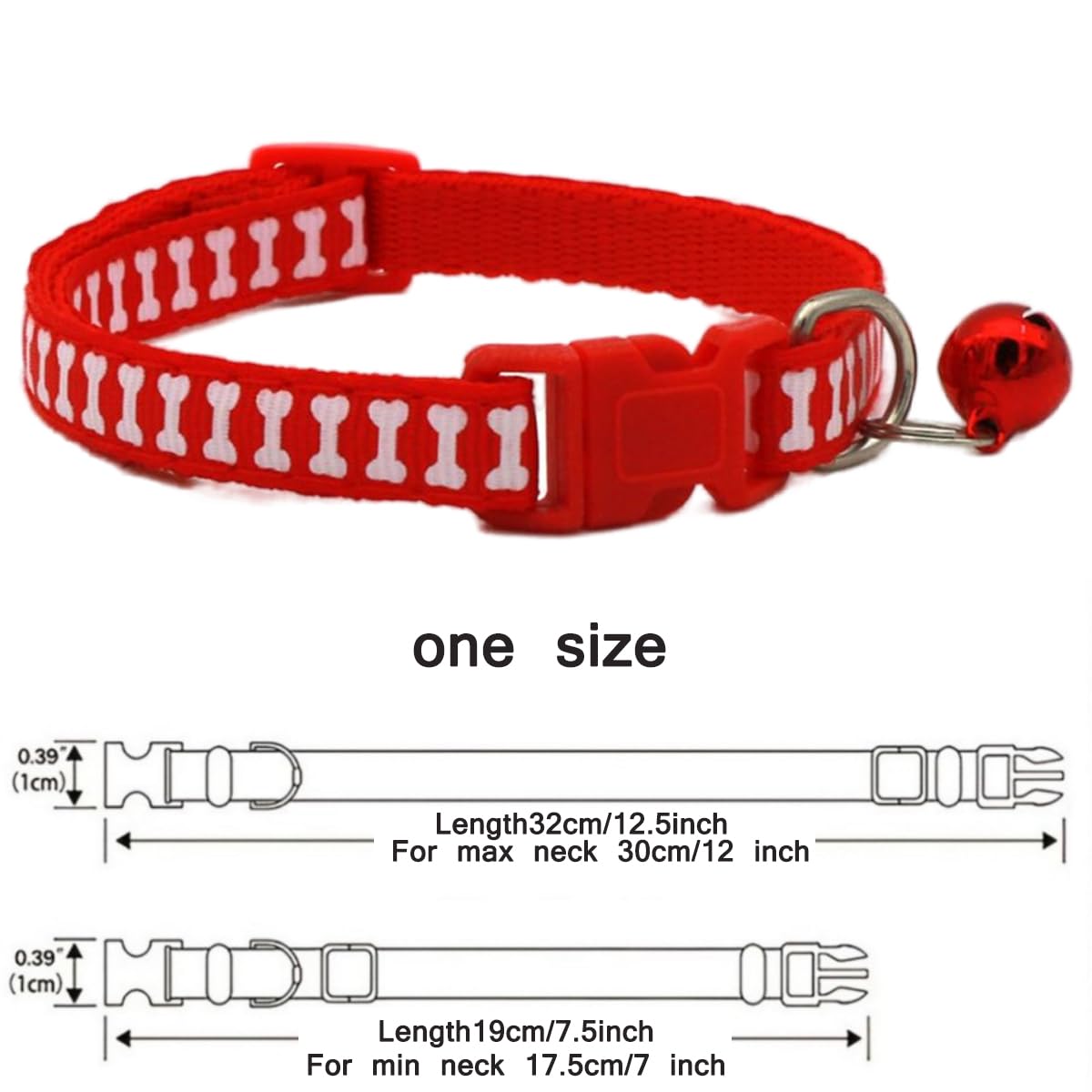 Red Dog Collar With Bell, 2-Pack Basic & Bone Cat Collars With Bells Girl Puppy Dog Collar For Xxs Xs Small Tiny Pet Dogs Female