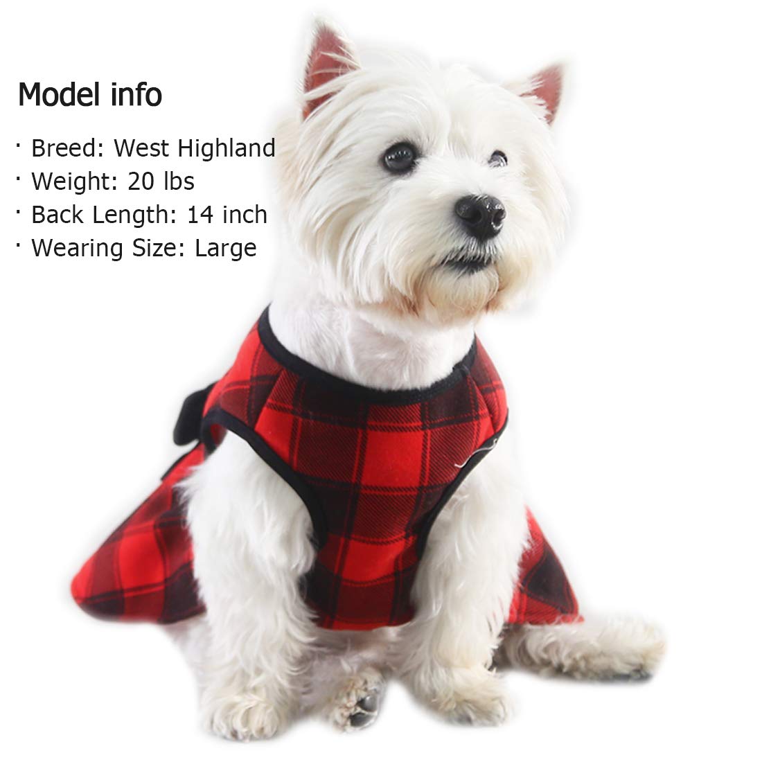 Kyeese Dog Dress Red Buffalo Check Dog Dresses With Bowtie For Small Medium Dog Dress