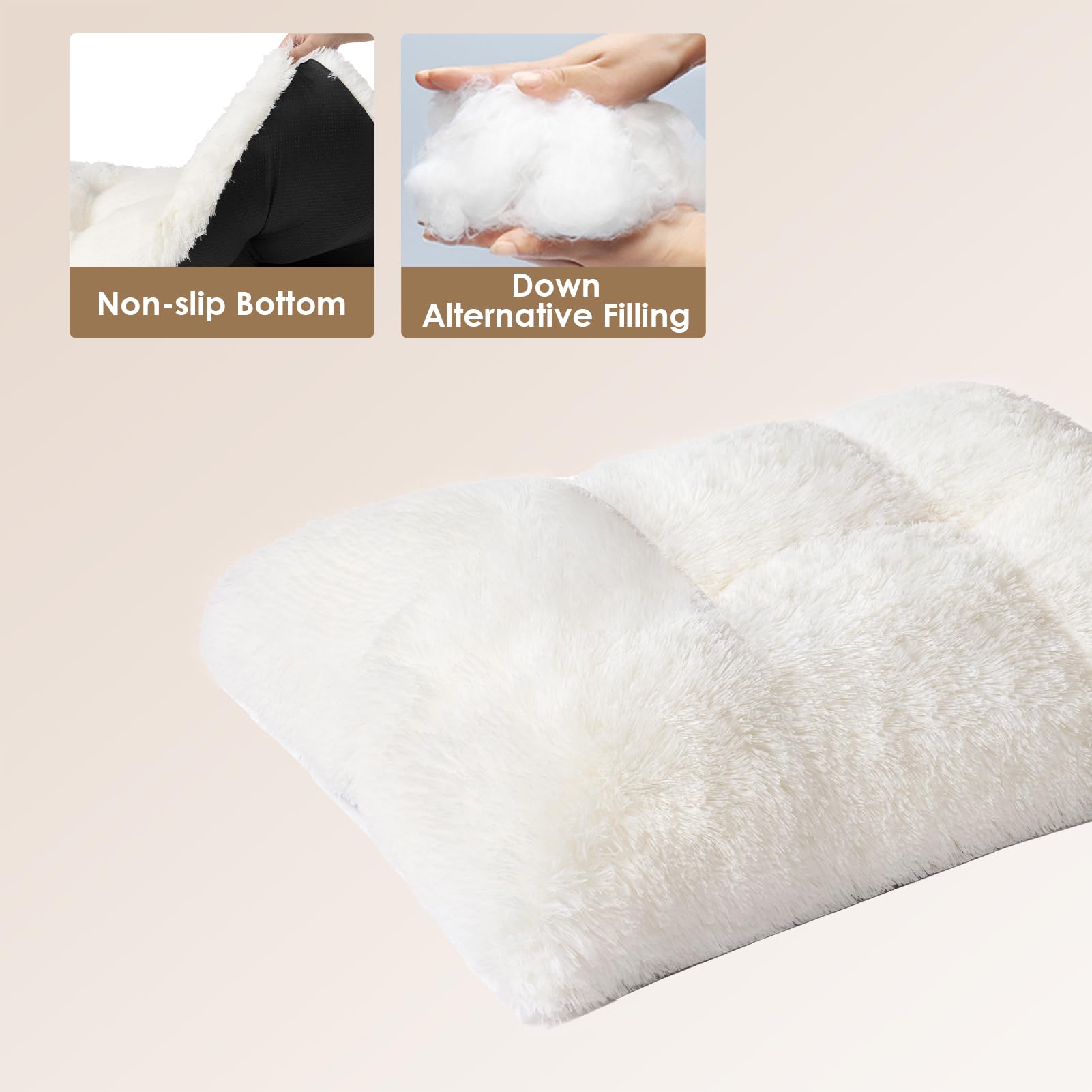 Eheyciga Fluffy Dog Crate Bed For Medium Dogs, Plush Faux Fur Dog Crate Pad, Calming Anti Anxiety Medium Dog Bed For Crate, Washable Soft Warm Dog Crate Mat With Non-Slip Bottom, Beige, 29.5 X 20