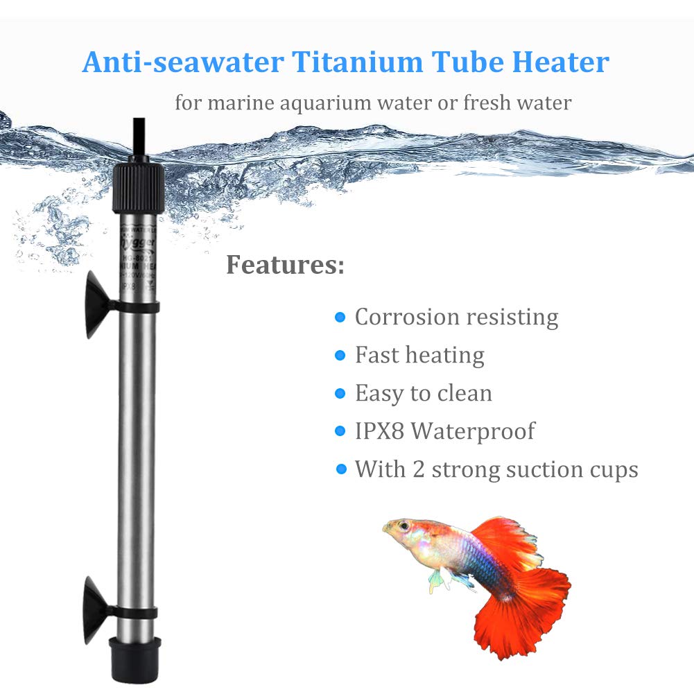 Hygger 200W Titanium Aquarium Heater For Salt Water And Fresh Water, Digital Submersible Heater With External Ic Thermostat Controller And Thermometer, For Fish Tank 20-45 Gallon