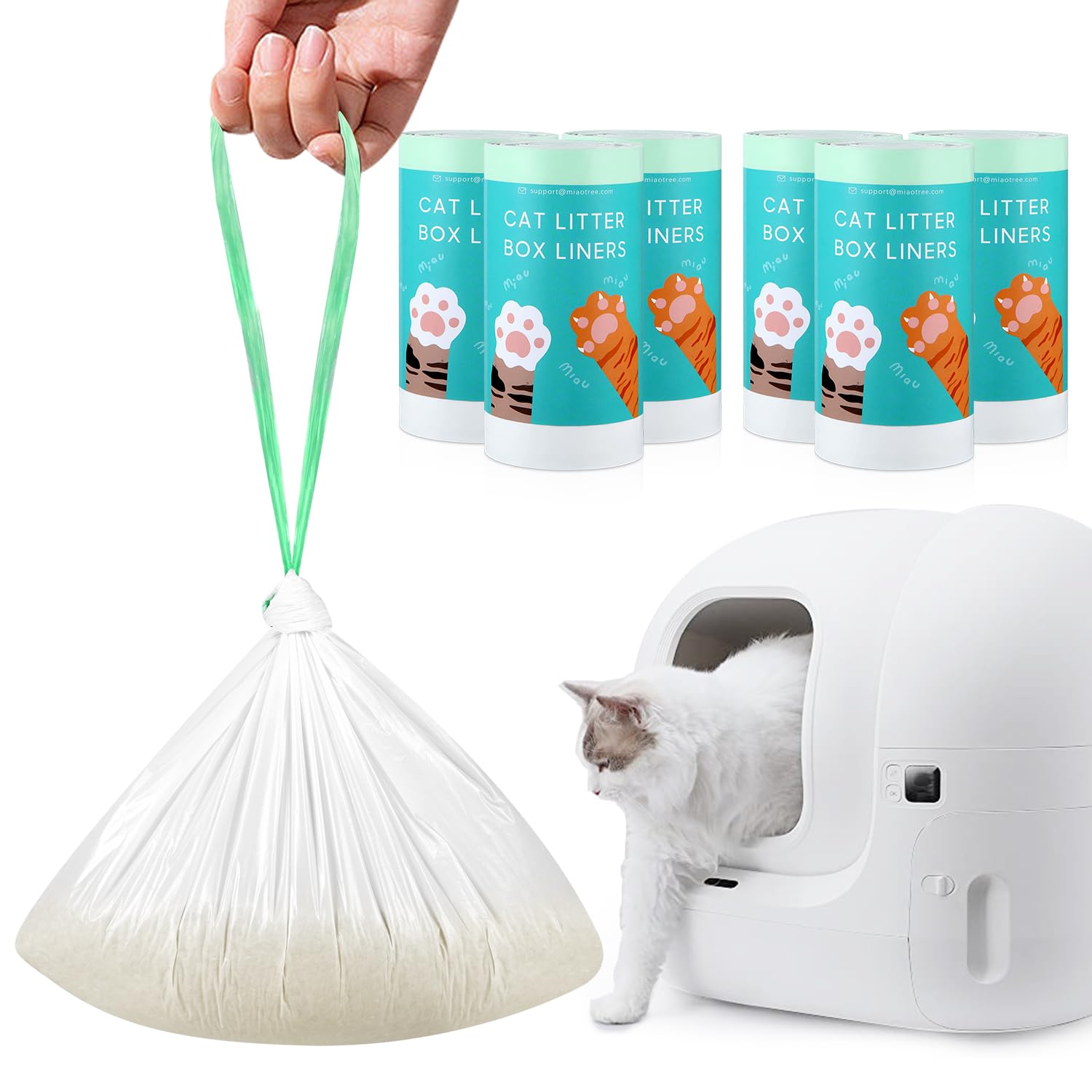 120 Count Self-Cleaning Litter Box Liner Bags For Pura X Max, Pet Waste Replaced Trash Bags With Drawstring For Automatic Cat Li