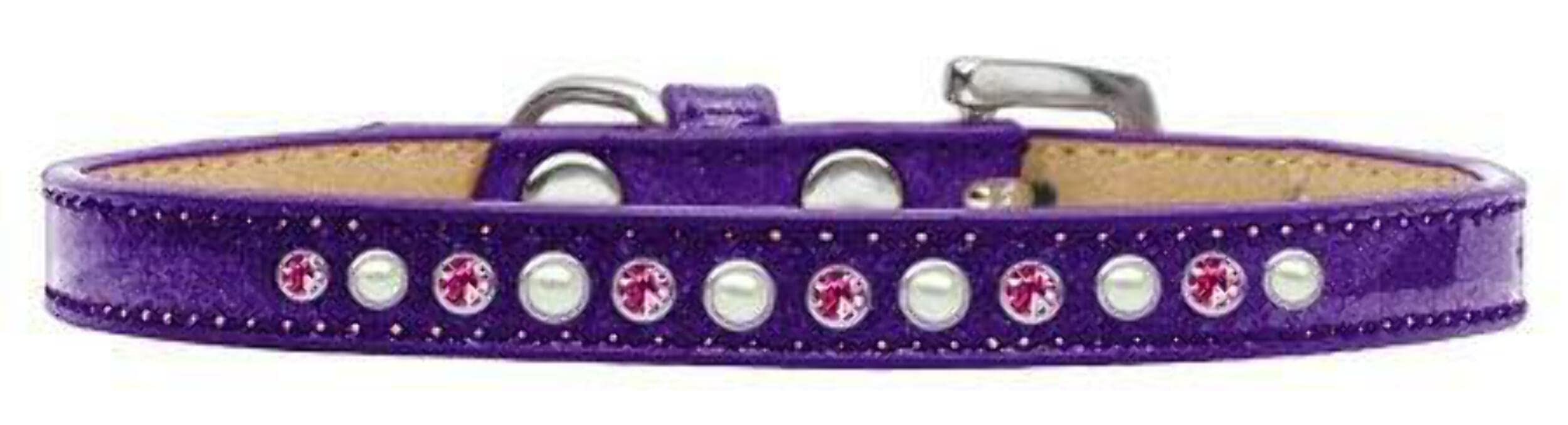 Dog, Puppy and Pet Ice Cream Collar, Pearl & Pink Crystal Rimsets Purple 8