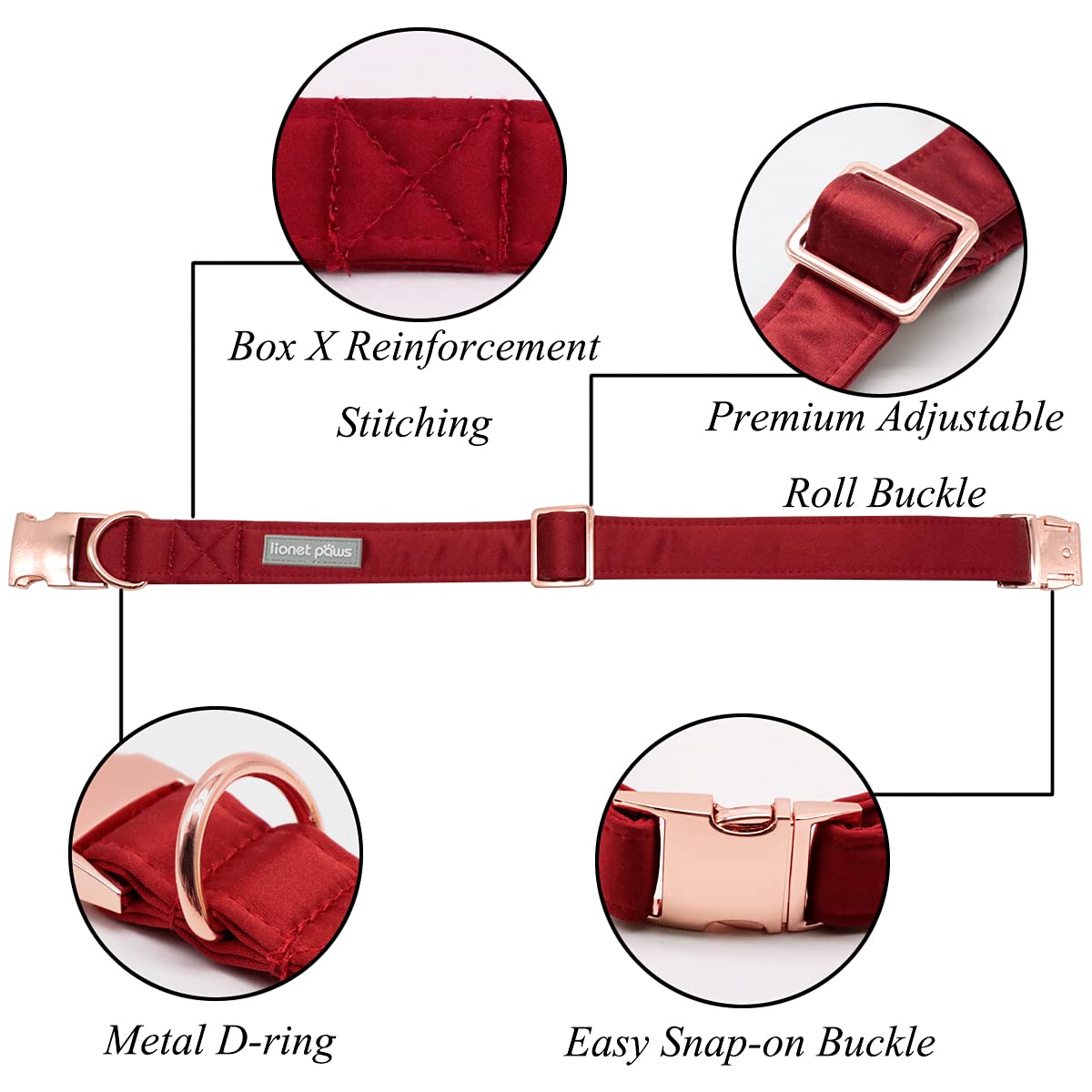 Lionet Paws Bowtie Dog Collar - Comfortable Silk Dog Collar With Detachable Bow Tie For Small Dogs, Neck 10-16 Inches