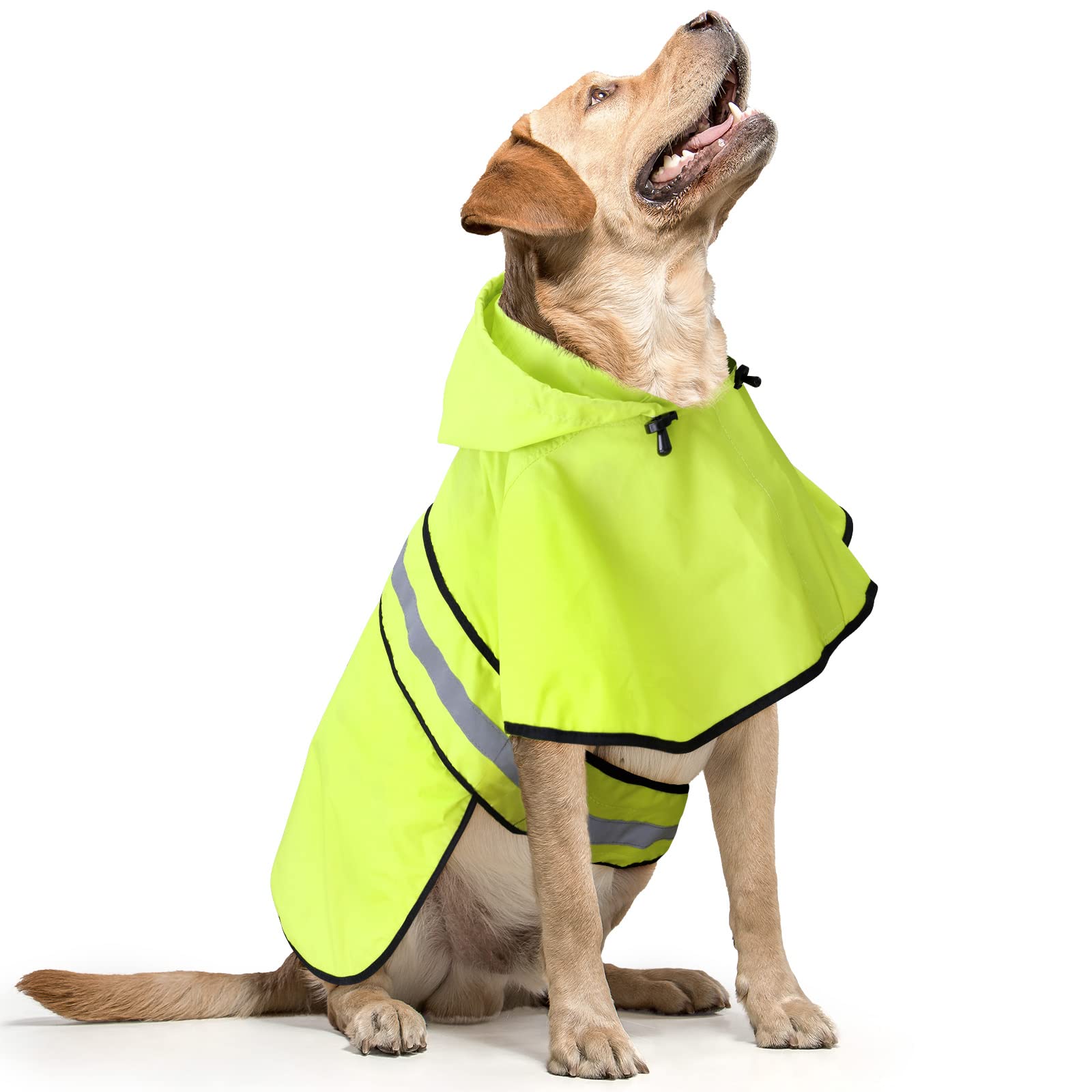 Domagiker Adjustable Dog Raincoat With Hood - Waterproof Lightweight Pet Rain Coats, Reflective Dog Rain Jacket & Poncho Slicker