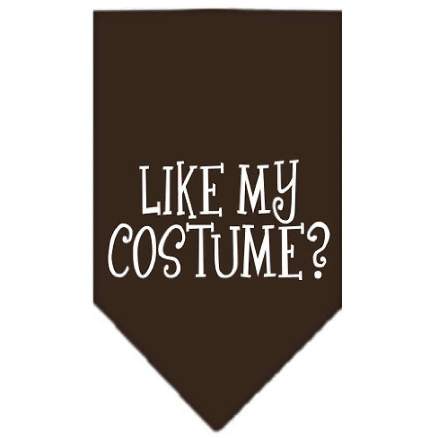 Halloween Pet and Dog Bandana Screen Printed, "Like My Costume?" Cocoa Large