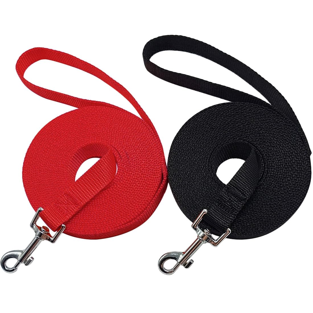 Wyuze 2 Pack Flat Nylon Dog Leash, 6/10/20/30/50 Ft Long Recall Training Lead, 3/4 Inch Wide Traditional Leash For Small Medium 