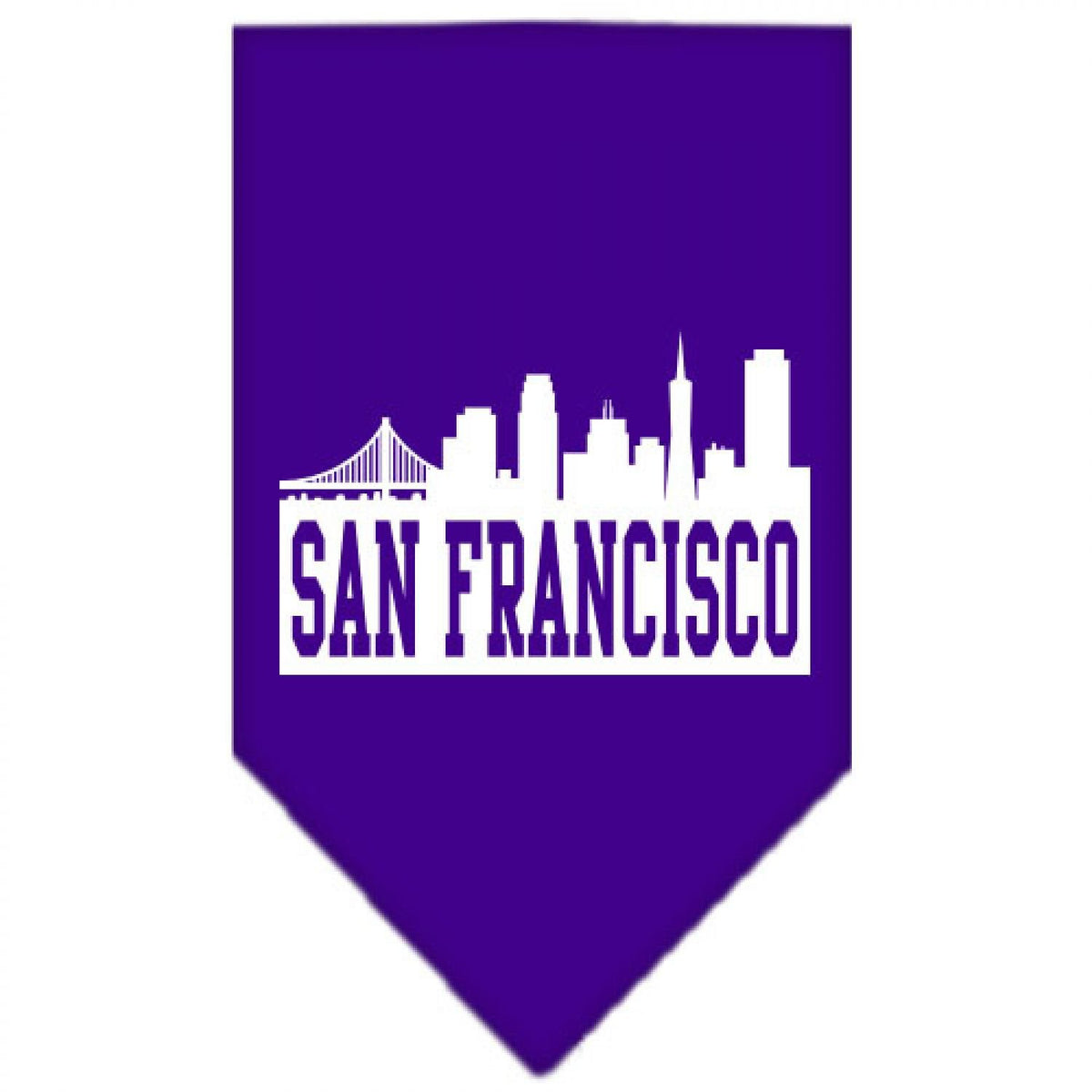 Pet and Dog Bandana Screen Printed, &quot;San Francisco Skyline&quot; Purple Small