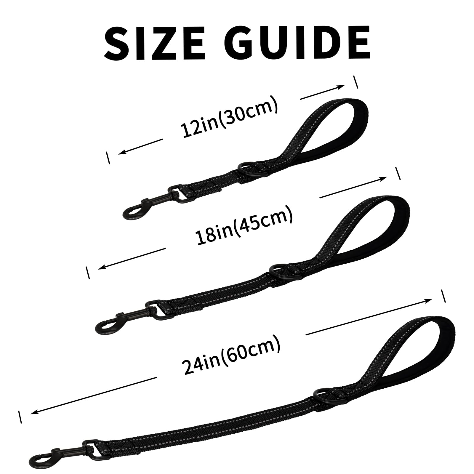 Giecooh Short Dog Leash, Reflective Traffic Leash With Padded Handle, 1.5 Ft Nylon Training Leashes For Small Meidum Large Dogs,
