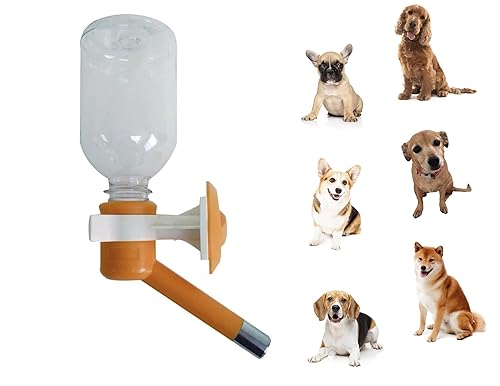 Choco Nose Patented No-Drip Dog Water Bottle/Feeder For Dogs/Cats And Other Small-Medium Sized Animals - For Cages, Crates Or Wall Mount. 10.2 Oz. Mess Free Leak-Proof Nozzle 16Mm, Orange (C590)