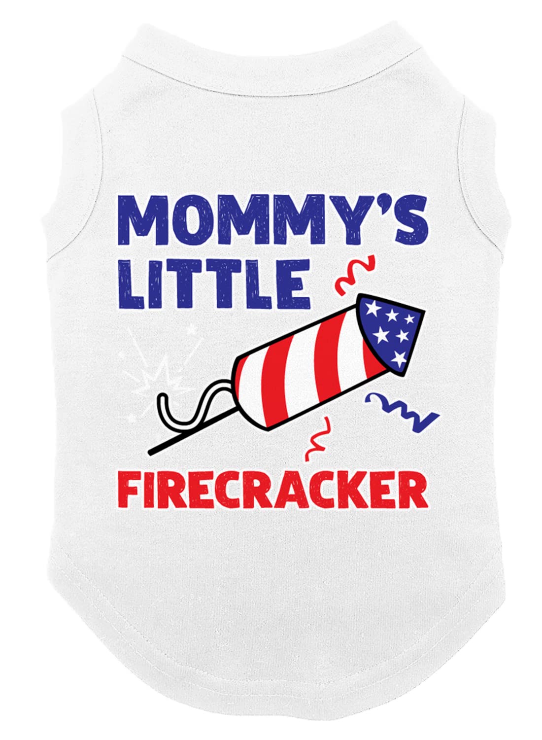Mommy'S Little Firecracker - Usa Independence Day 4Th Of July Dog Shirt (White, 3X-Large)