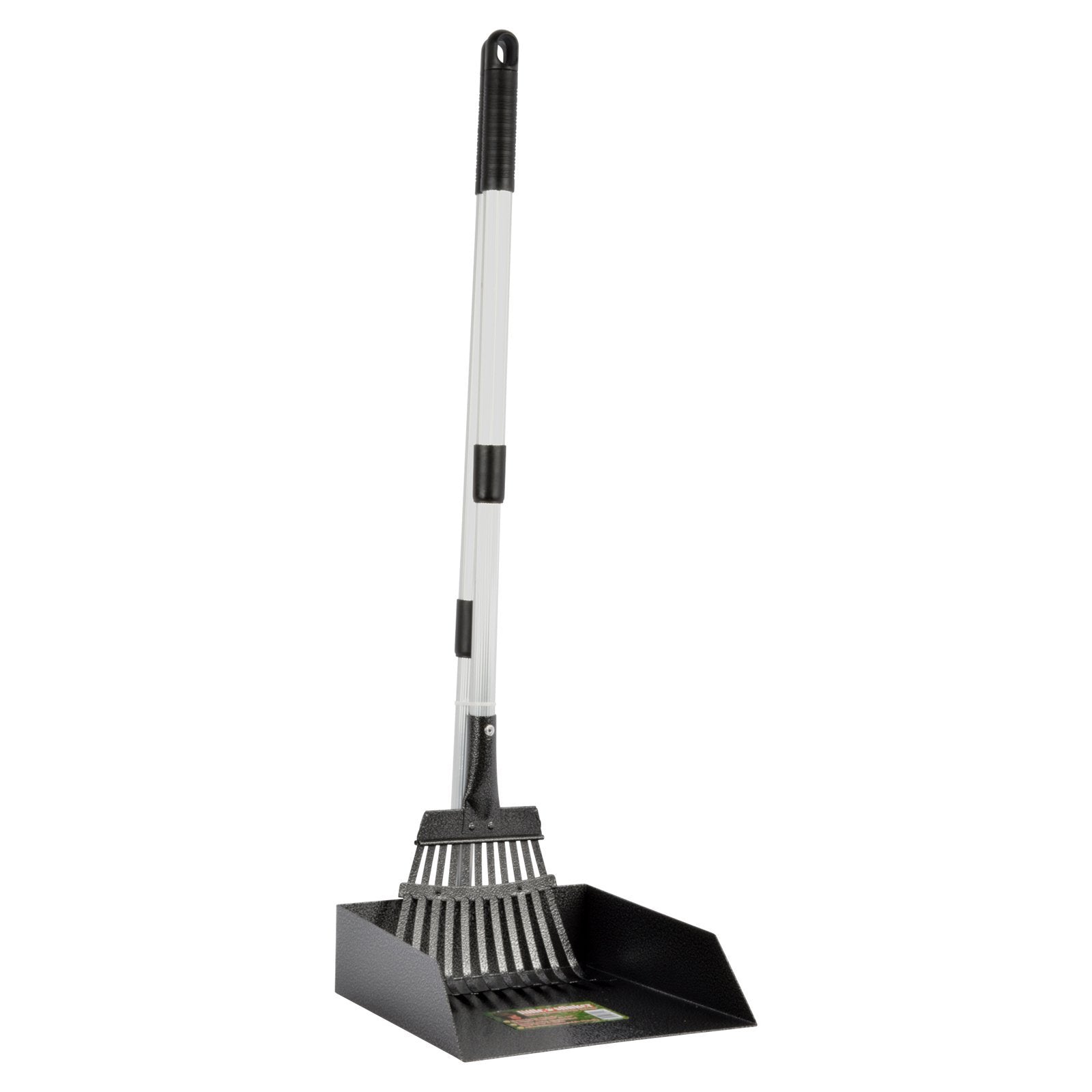 PRECISION PET PRODUCTS Little Stinker Heavy Duty Poop Scoop Large Pan with Rake - 6200-66215, Silver/Black