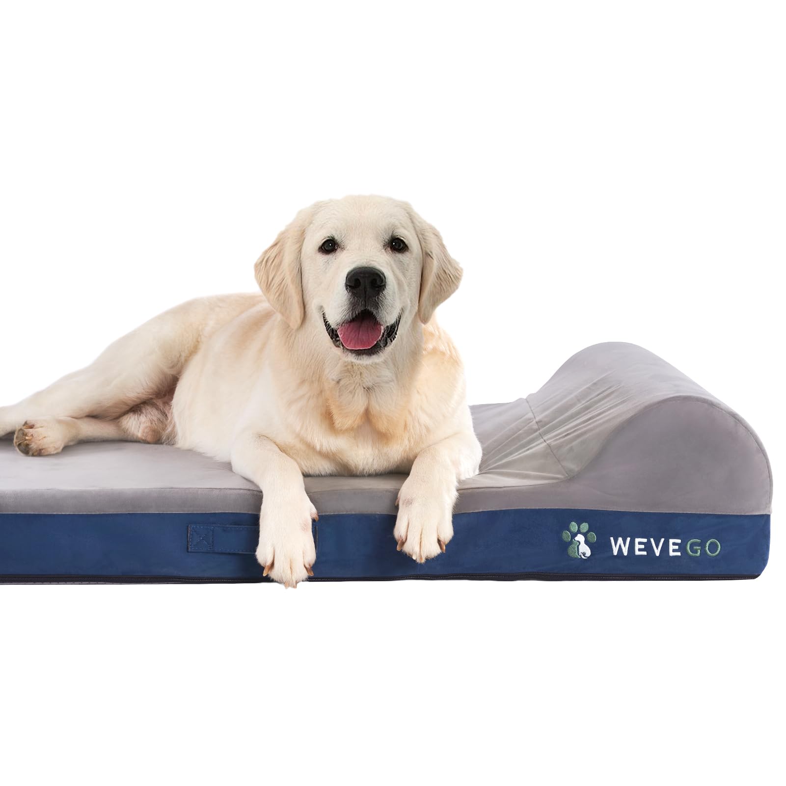 WEVEGO Jumbo Dog Bed, Orthopedic Dog Bed with Pillow Thick Gel Memory Foam, Removable Cover & Waterproof Liner, Durable Flannel 